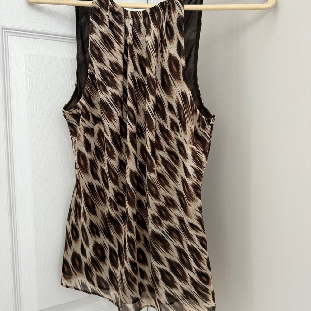 Ann Taylor Asymmetrical Sleeveless Tank Top in Brown and Black